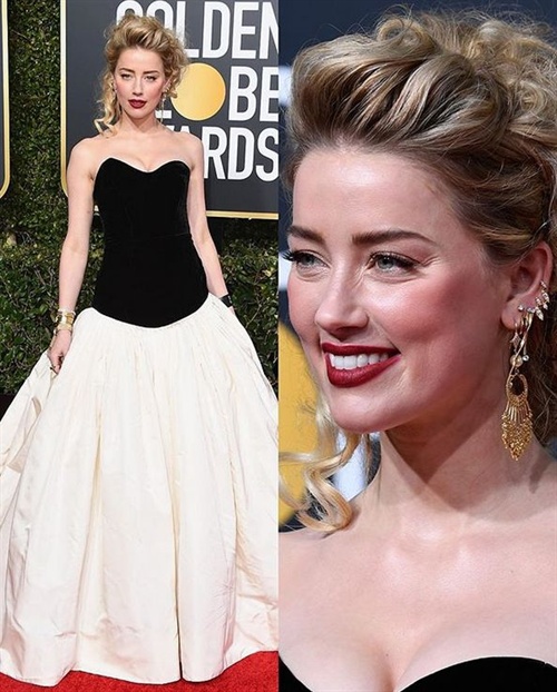 Amber Heard in Monique Lhuillier